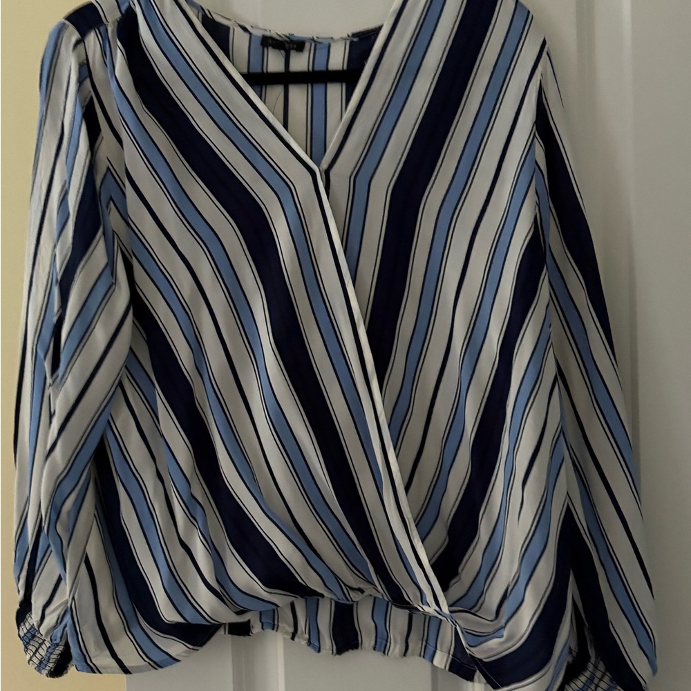 Talbots Happy Stripe Wrap Blouse - Picture 3 of 5